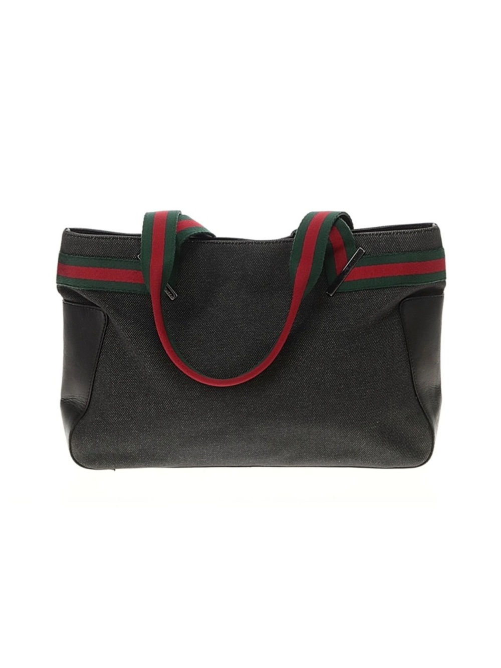 Gucci Black Shoulder Tote with Red & Green Webbing - Picture 3 of 11